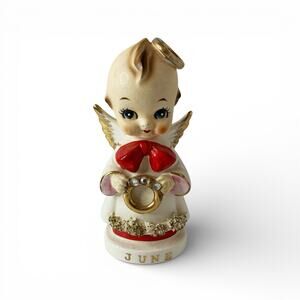 Vintage Kelvin Exclusives Kewpie Angel June Figurine Holding Bling Ring Japan 5"